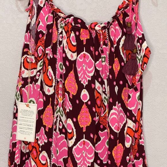 Maaji Totem Short Cover Up Dress Size Large Ikat Burgundy Print NEW $98 - Picture 6 of 9